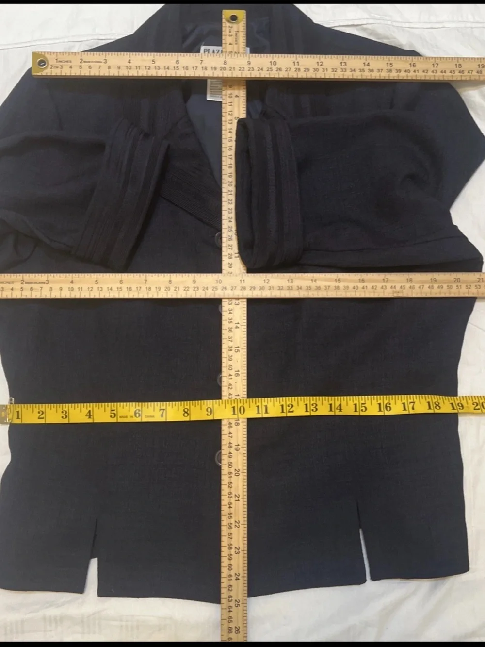Plaza South Petite 16P Navy Blue Textured Skirt Suit